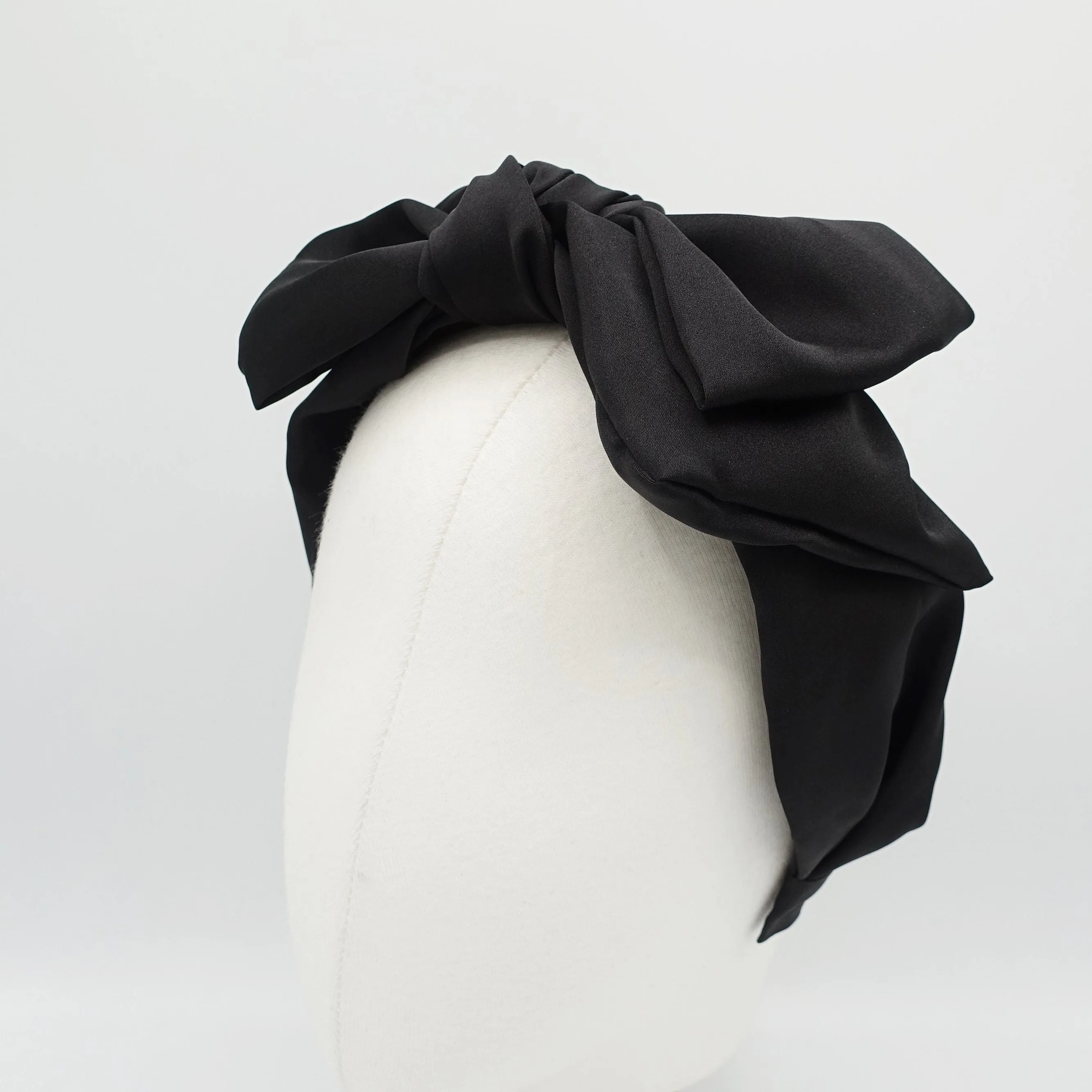 silk satin layered bow knot headband loose droopy hairband for women