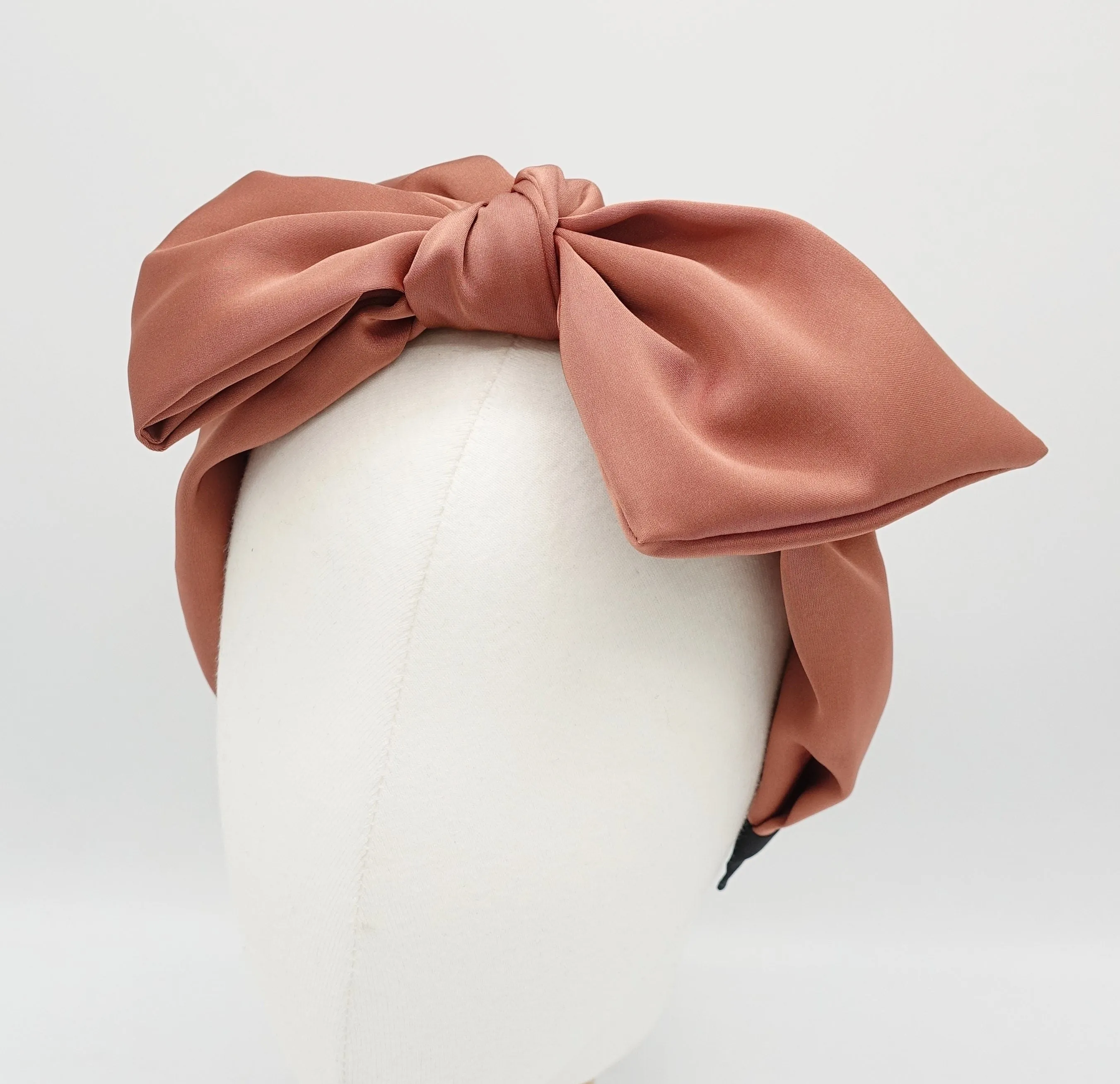 silk satin layered bow knot headband loose droopy hairband for women