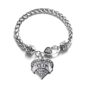 Silver Cubs Pave Heart Charm Braided Bracelet