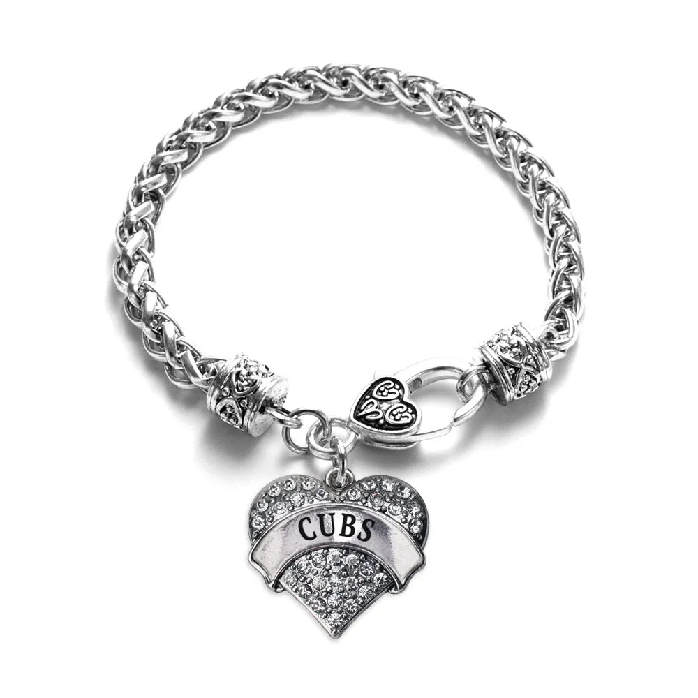 Silver Cubs Pave Heart Charm Braided Bracelet