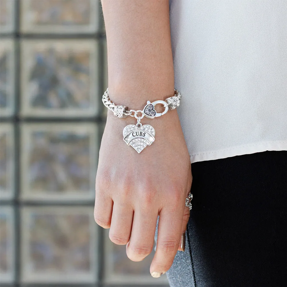 Silver Cubs Pave Heart Charm Braided Bracelet