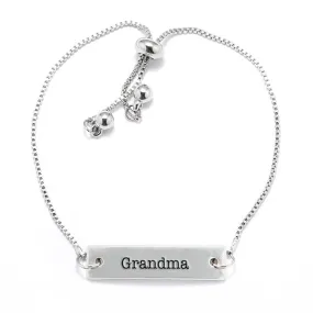 Silver Grandma Adjustable Bar Bracelet