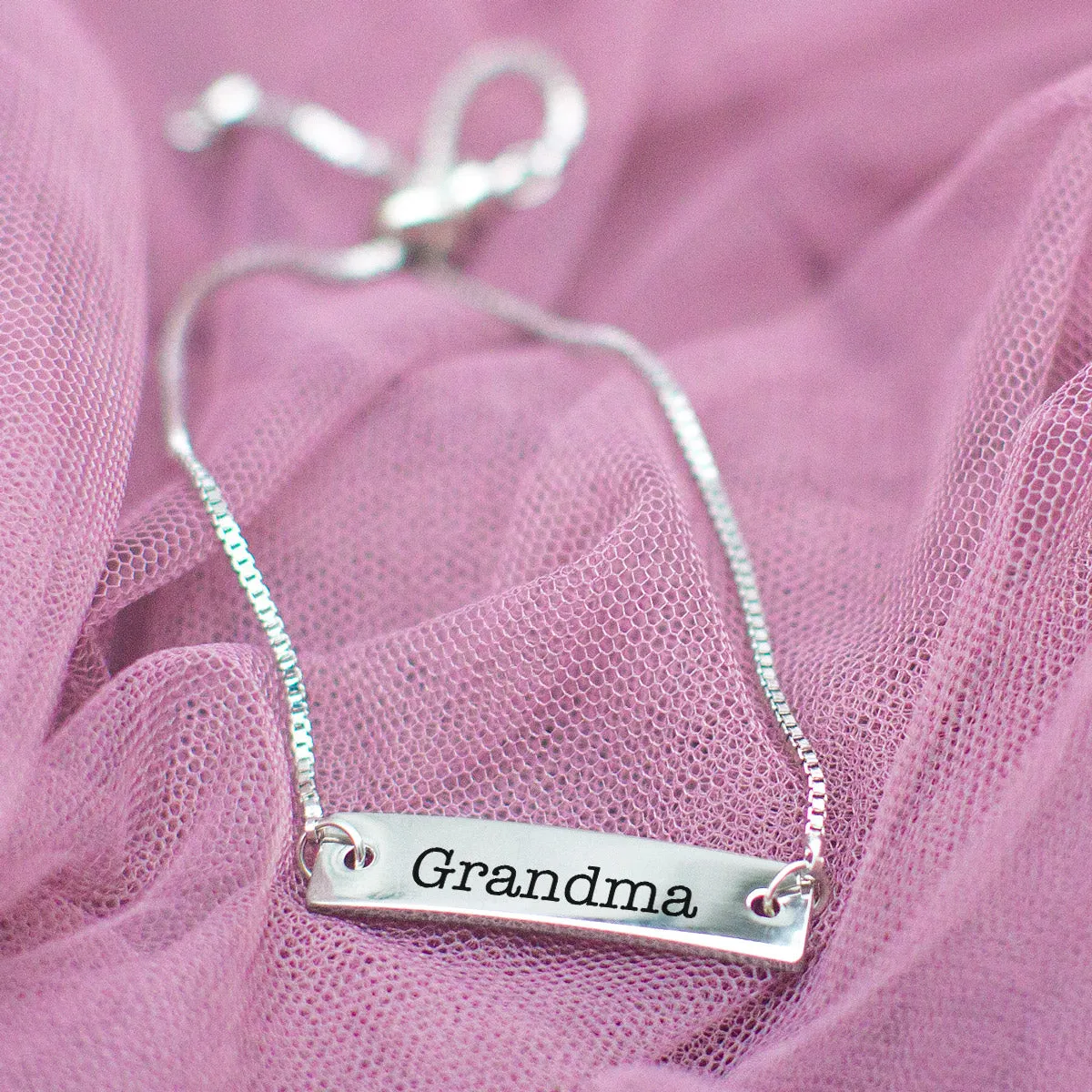 Silver Grandma Adjustable Bar Bracelet