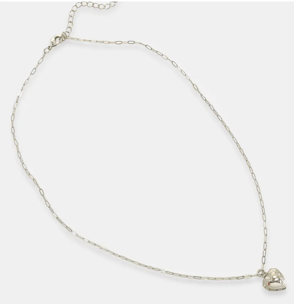 Silver Heart Locket Necklace 14k Gold Plated