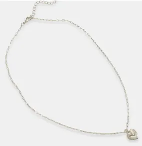 Silver Heart Locket Necklace 14k Gold Plated