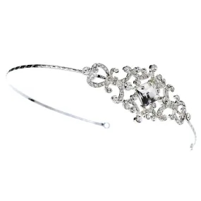 Silver Vintage Couture Crystal Bridal Side Accented Headband