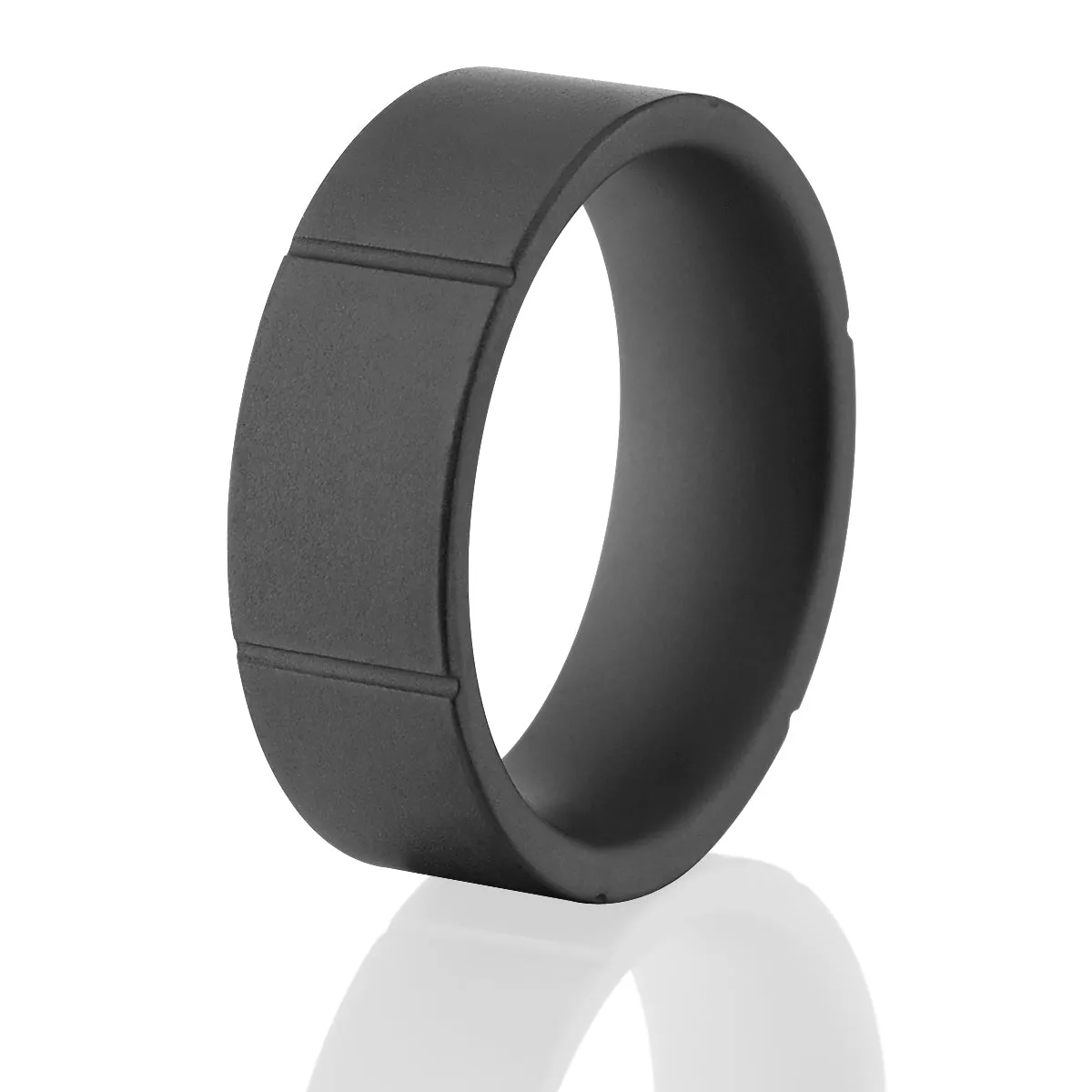 Six Groove Ceramic Ring - Men's Wedding Bands