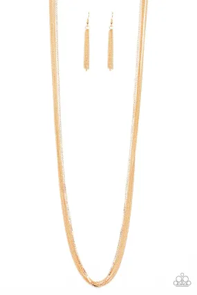 SLEEK and Destroy - Gold Necklace - Paparazzi Accessories