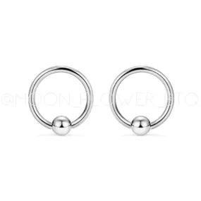 Small Fixed Ball Hoop Earrings 12mm