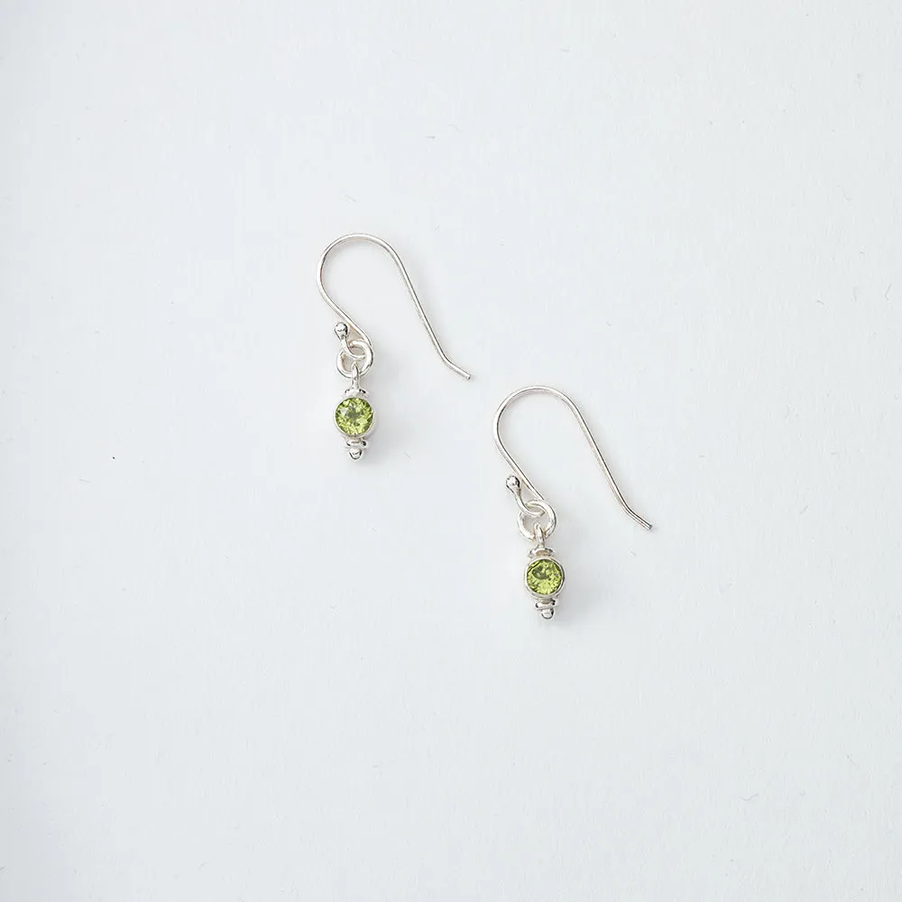 Small Green Gem Dangle Earrings