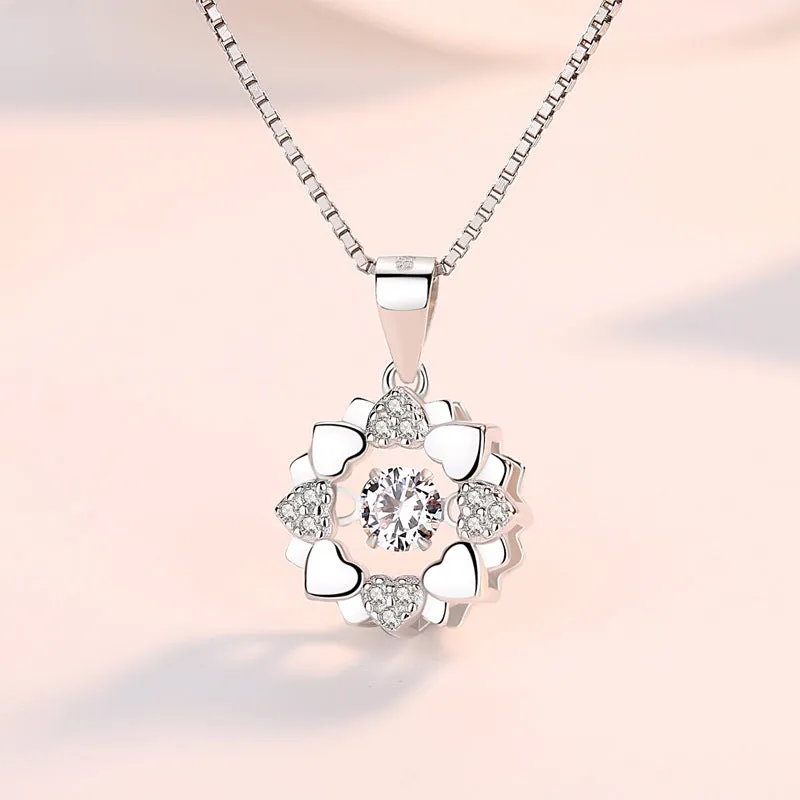 Snowflake with Zircon Pendant Silver Necklace for Women