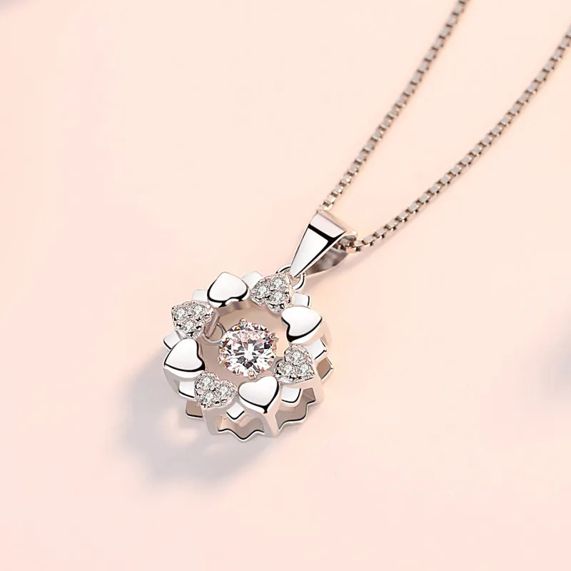 Snowflake with Zircon Pendant Silver Necklace for Women