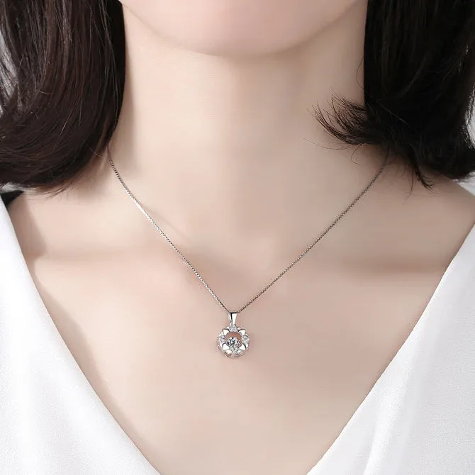 Snowflake with Zircon Pendant Silver Necklace for Women