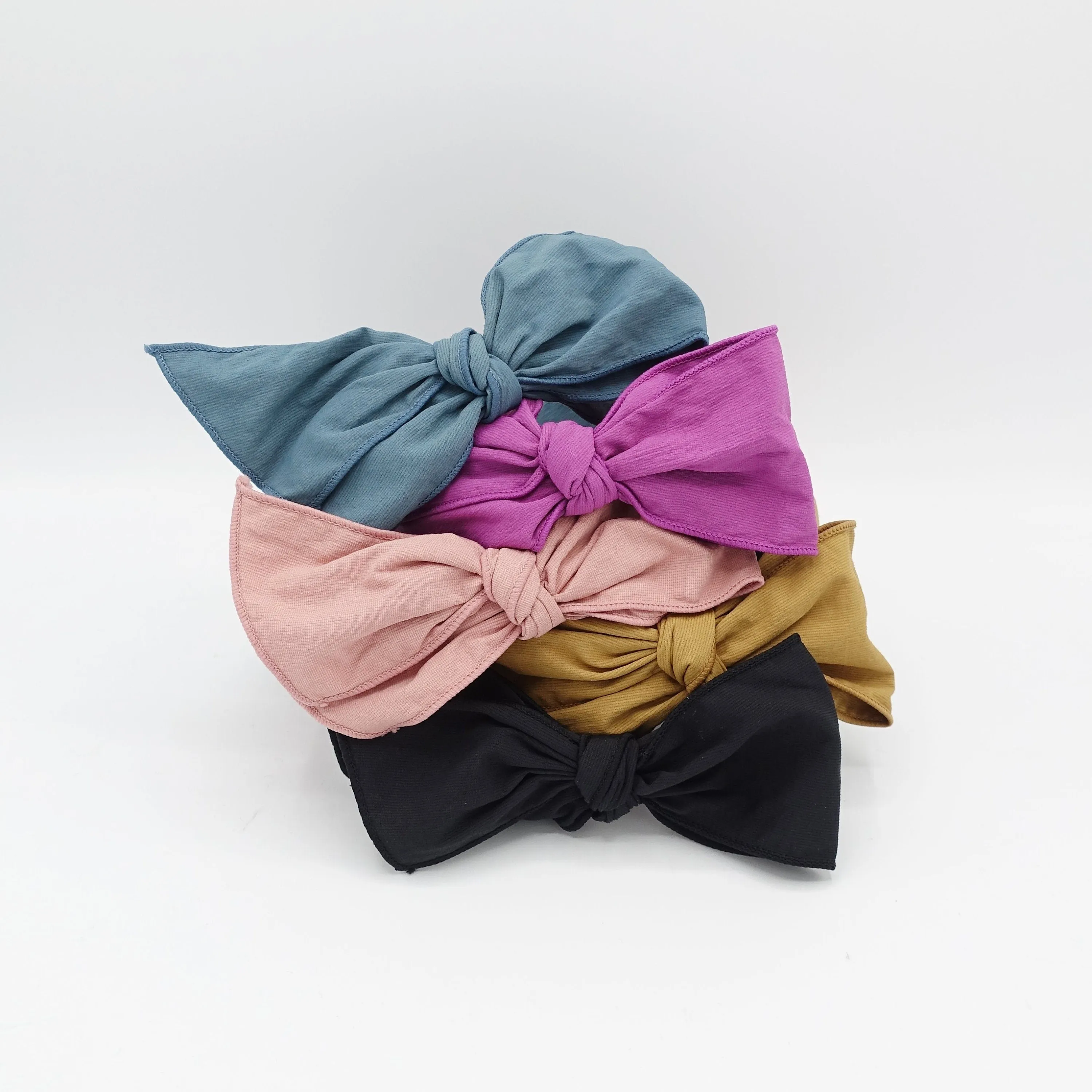 solid bow knot headband corrugated fabric hairband  for women