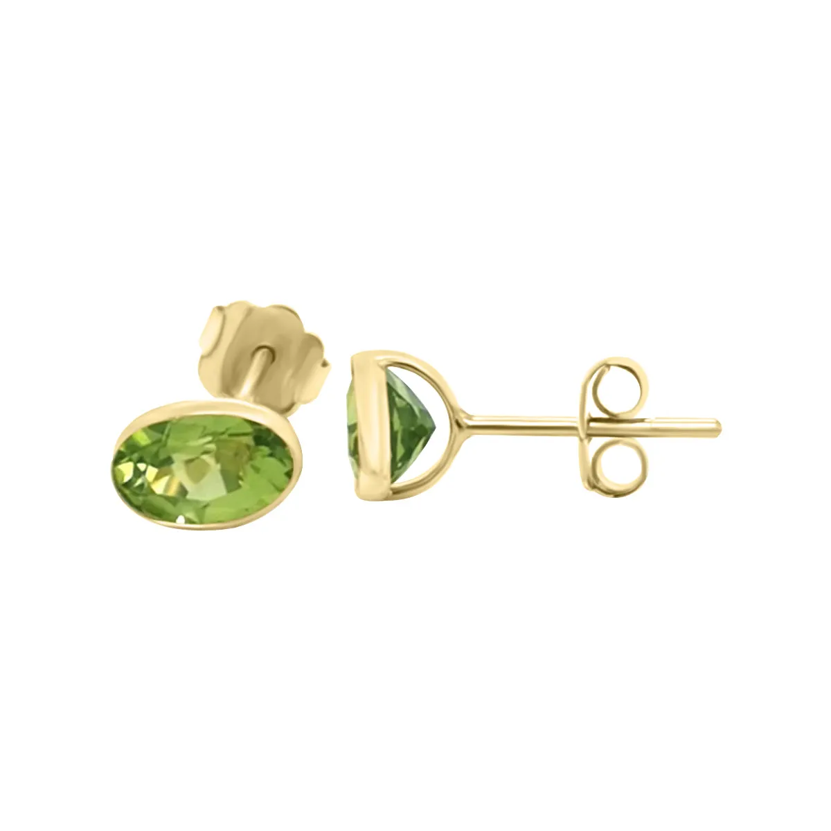 Solitaire Peridot Earrings In 18k Yellow gold