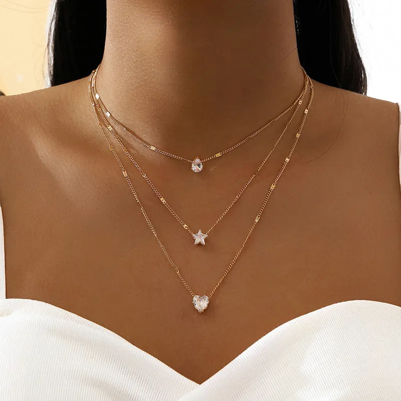 Sparkling Crystal Zircon Pendant Necklace Set  Perfect for Eid