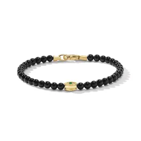 Spiritual Beads Evil Eye Bracelet with Black Onyx and 14K Yellow Gold, Size Medium