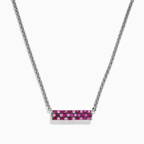 Splash Sterling Silver Pink Sapphire and Ruby Necklace, 1.00 TCW