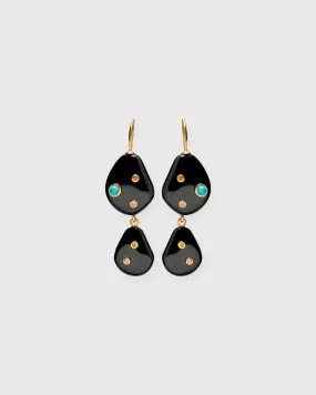 Stacked Stone Earrings in Black Agate