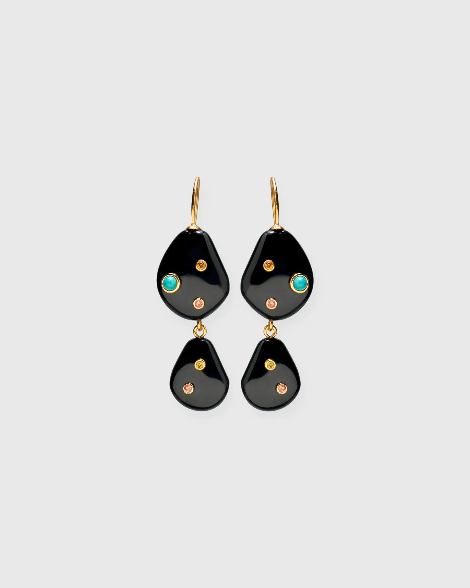 Stacked Stone Earrings in Black Agate