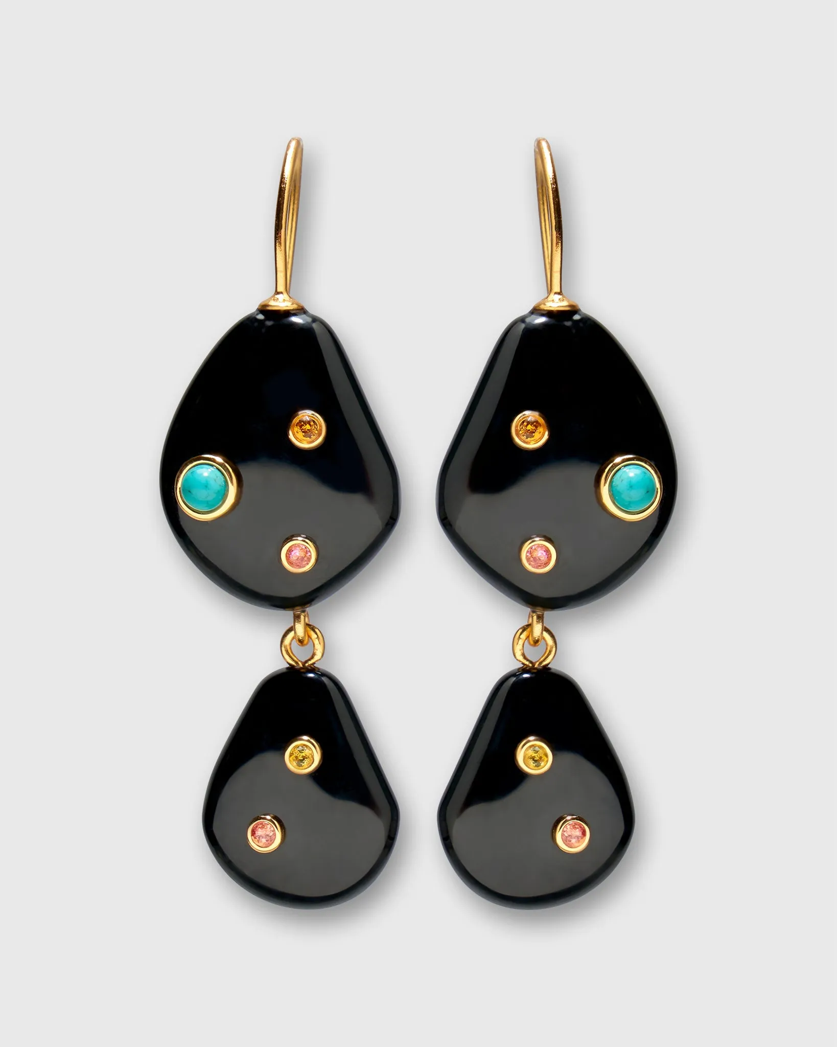 Stacked Stone Earrings in Black Agate