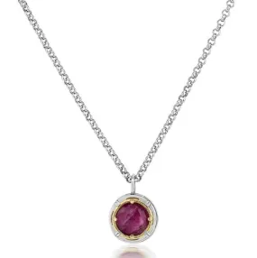 Sterling Silver 18Y Vermeil Round 8mm Ruby Doublet Necklace