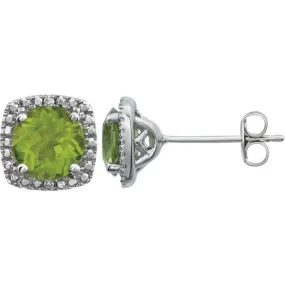 Sterling Silver Natural Peridot & .015 CTW Natural Diamond Earrings