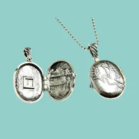 Sterling Silver necklace locket Dove jewelry perfect for photos or message