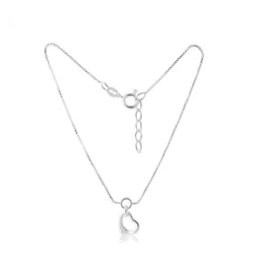 Sterling Silver Open Heart Charm 25cm Box Link Anklet