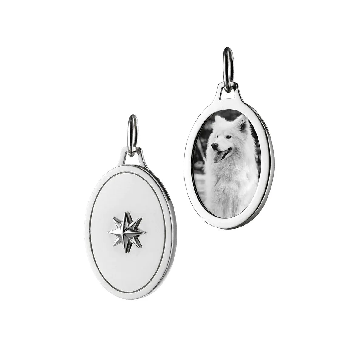 Sterling Silver Oval Star Half Locket