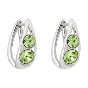 Sterling Silver Teardrop Peridot Crystals Hoop Earrings E6161G