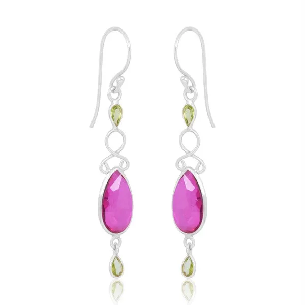 Sterling Silver Vermeil Quartz and Peridot Double Drop Earrings 1