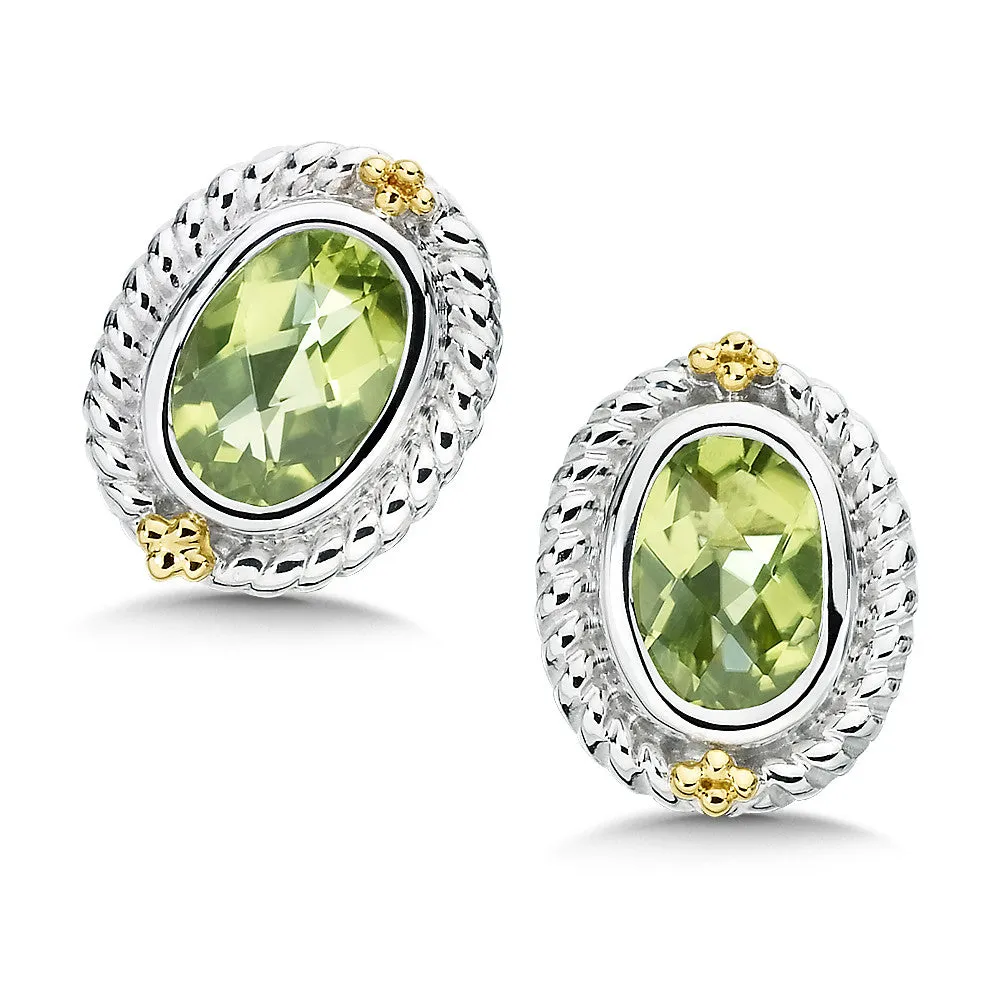 Sterling Silver with18KY Peridot Earrings