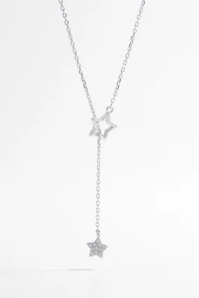 Sterling Silver Zircon Star Drop Necklace