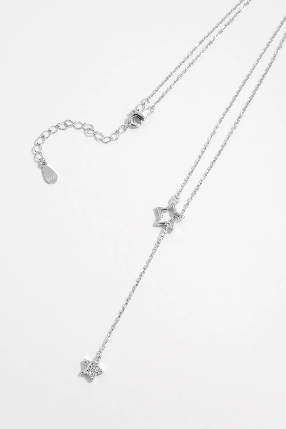 Sterling Silver Zircon Star Drop Necklace