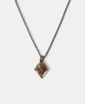 Sterling Skull Tag Ruby Necklace