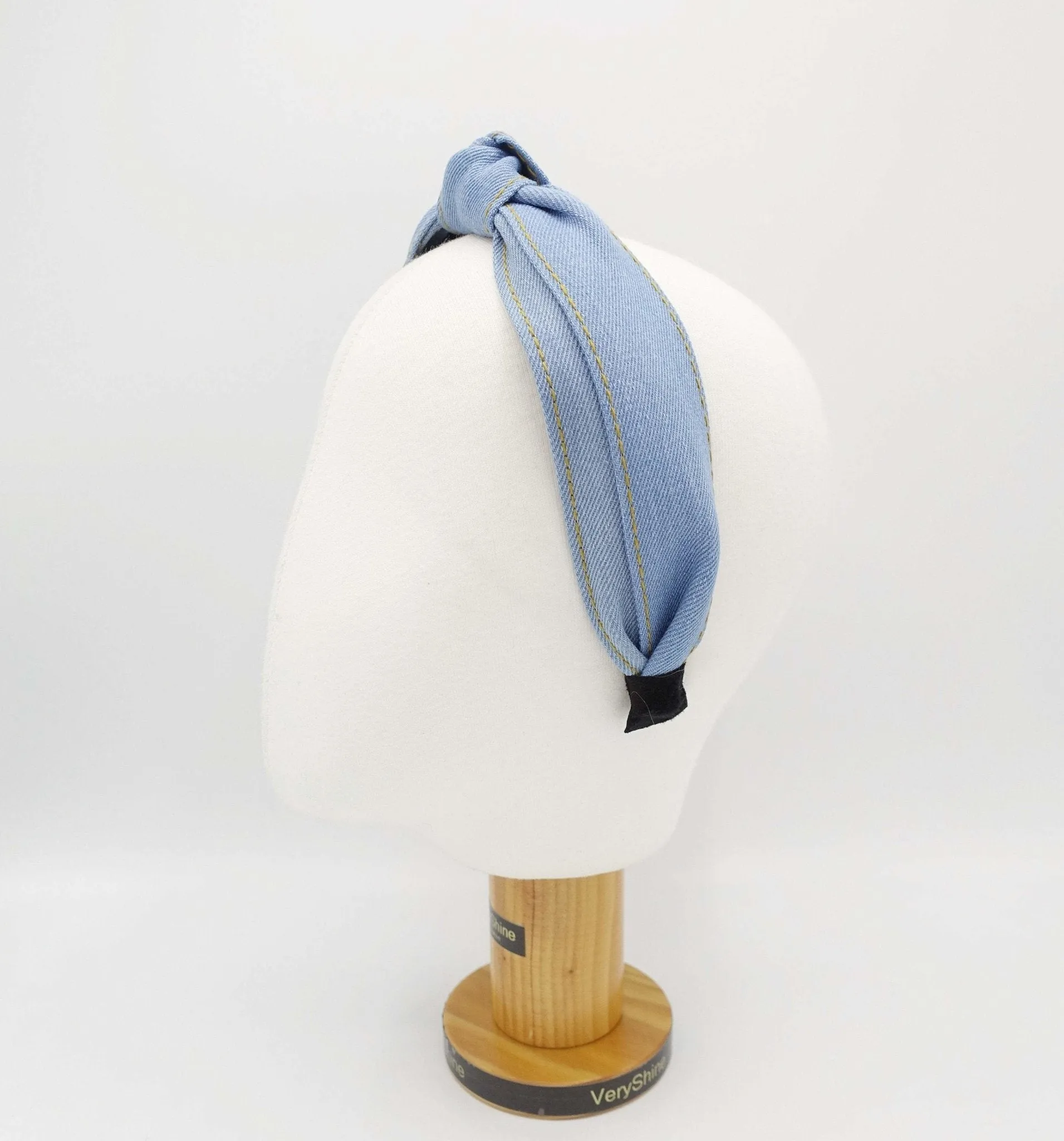 stitch denim top knot headband stylish casual hairband for women