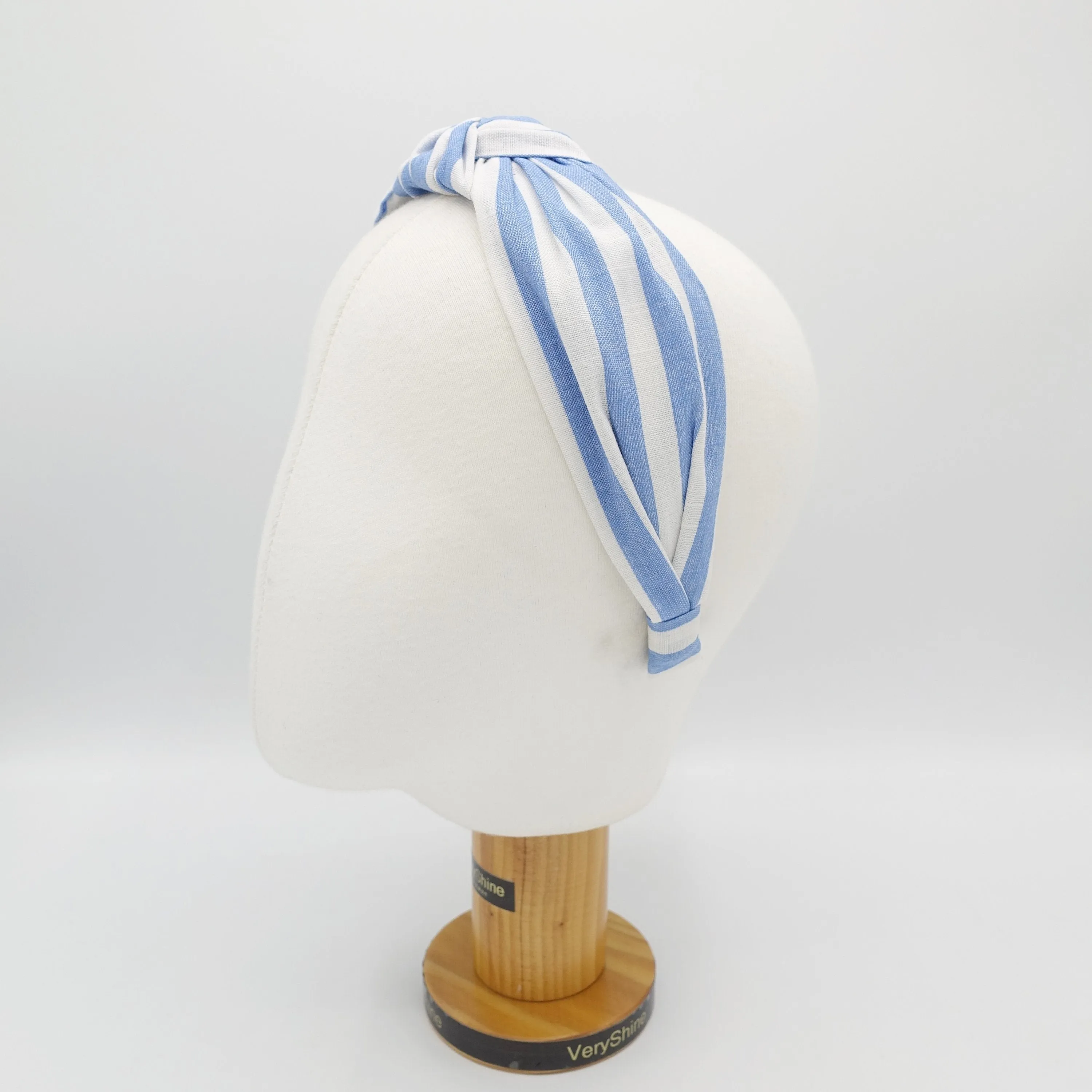 stripe headband linen blend knot hairband for women