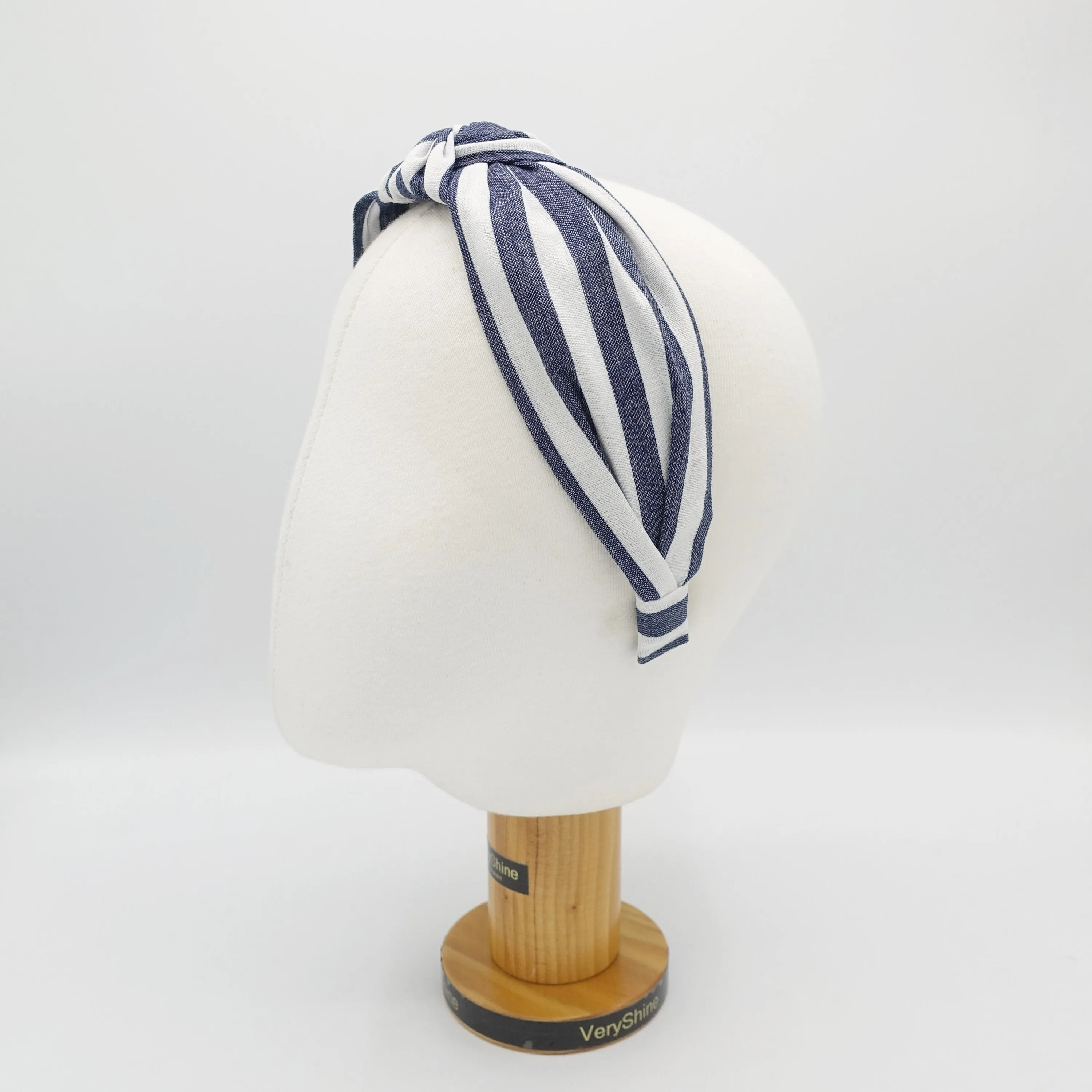 stripe headband linen blend knot hairband for women