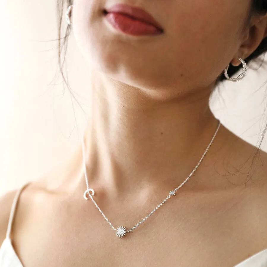 Sun   Moon Chain Necklace | Silver