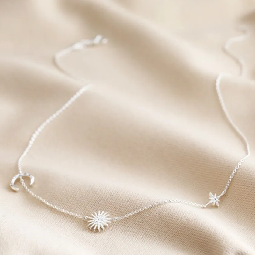 Sun   Moon Chain Necklace | Silver