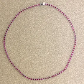 Superb 15.12 Carat Ruby Platinum Tennis Necklace