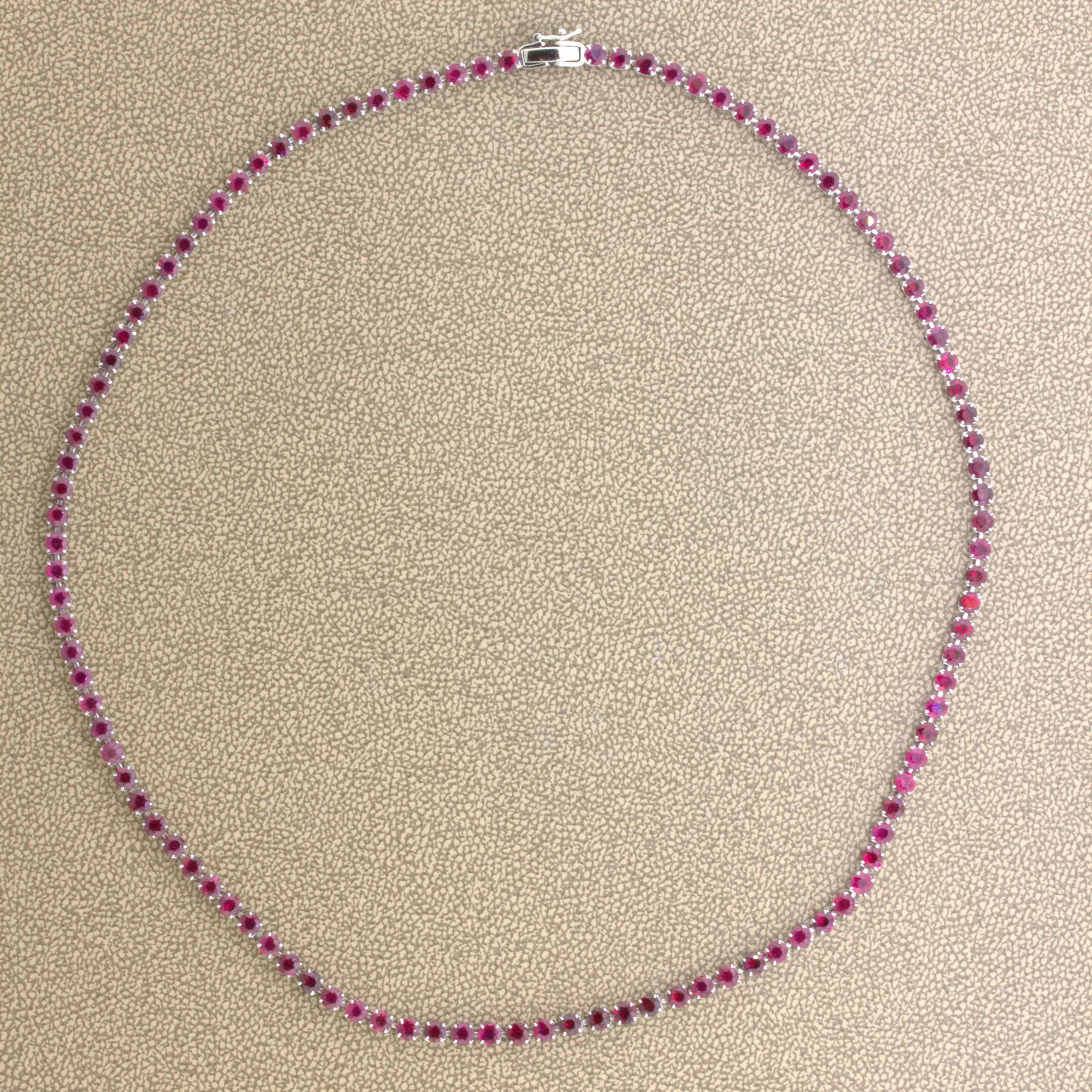 Superb 15.12 Carat Ruby Platinum Tennis Necklace