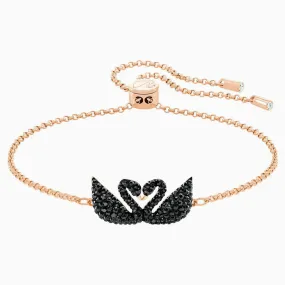 Swarovski Iconic Swan Bracelet Double Swan Bracelet, Black, Rose Gold 5344132