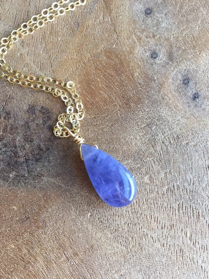 Tanzanite Pendant Necklace 14k Gold Filled or Sterling Silver