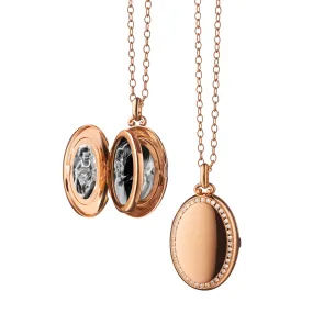 The Four Image "Midi" Diamond Border 18K Rose Gold Locket