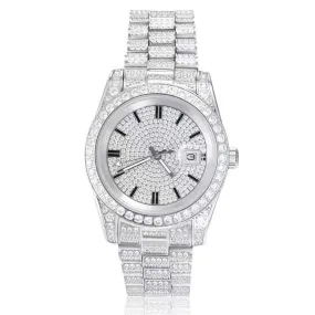 The President® - Fully Iced Out Presidential Diamond Watch in White Gold