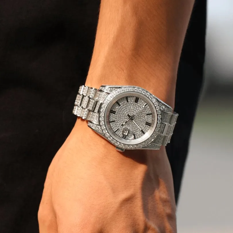 The President® - Fully Iced Out Presidential Diamond Watch in White Gold