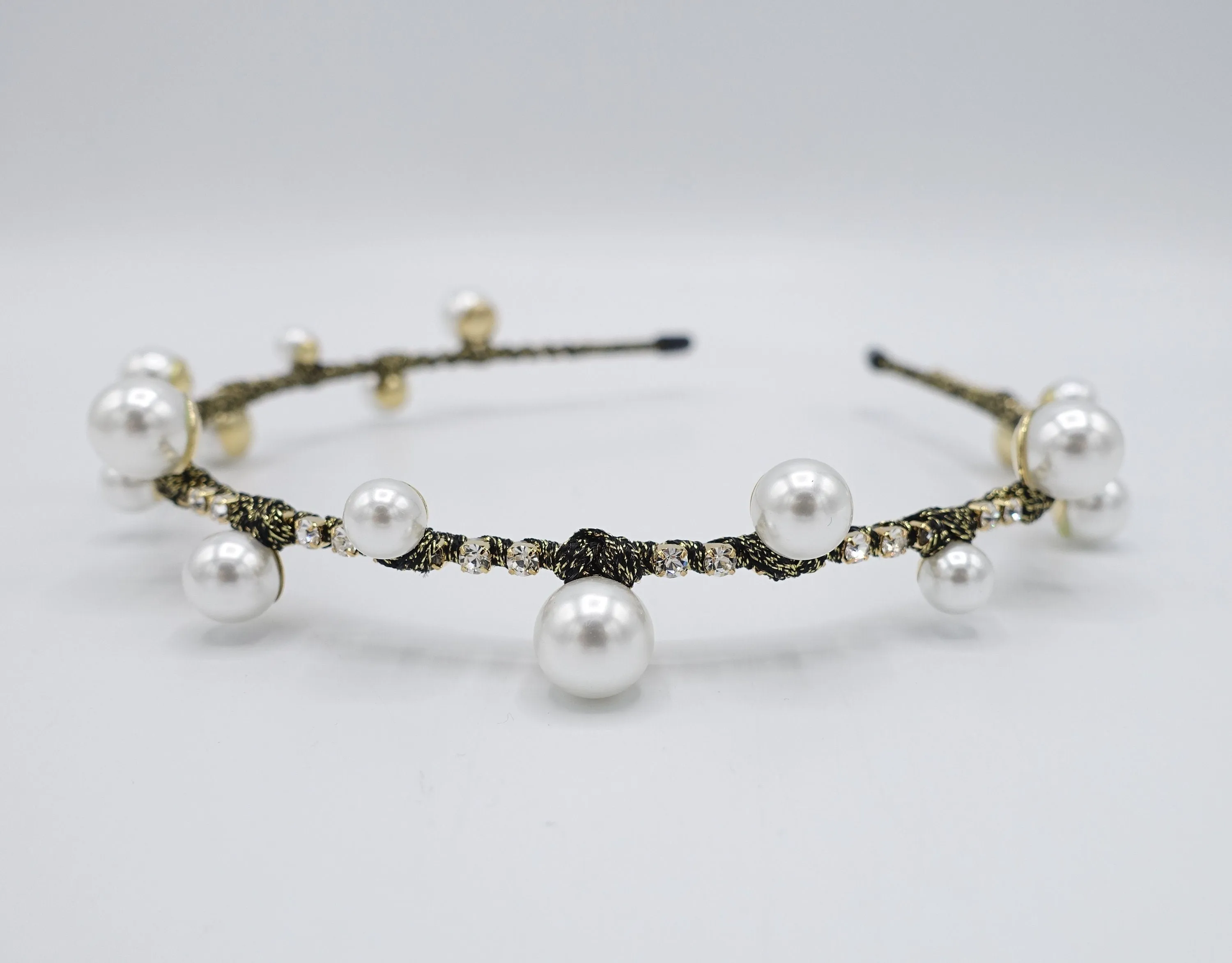 thin headband pearl rhinestone embellished hairband for women