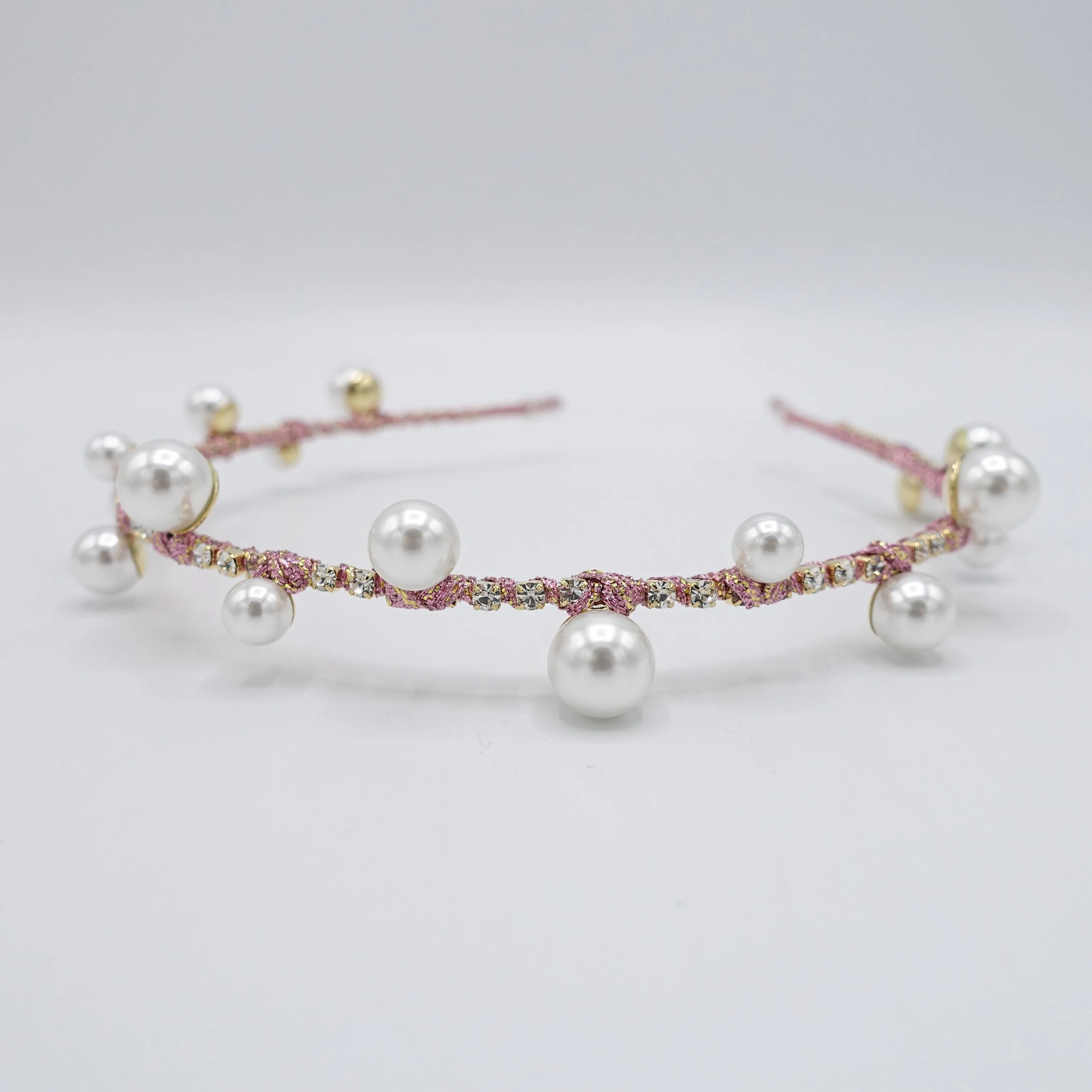 thin headband pearl rhinestone embellished hairband for women